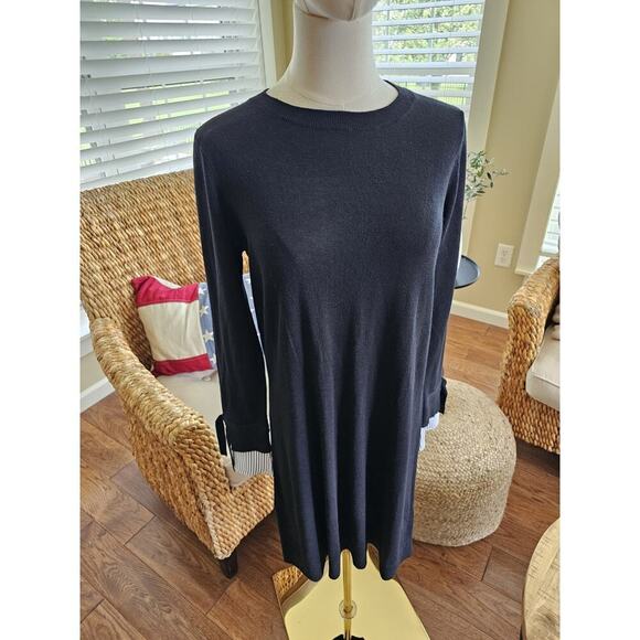 LOFT Dresses & Skirts - LOFT Wool Blend Sweater Tied Shirt Cuff Pullover Dress Black Womens Size S NWT